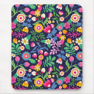 Exotisches handgemaltes Blumenmuster Mousepad