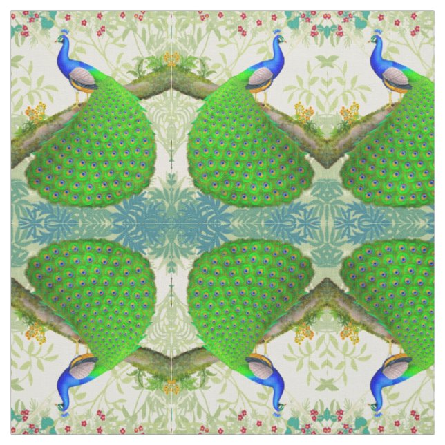 Exotisches indisches blaues Pfau-Gewebe Stoff (Muster)