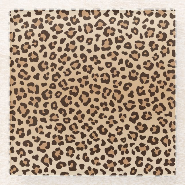 Exotisches Leoparden-Druckmuster-Design Glasuntersetzer (Vorderseite)