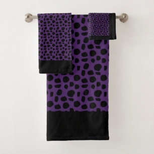 Exotisches Lila Leopard Poly Cotton Bath Handtuch Badhandtuch Set