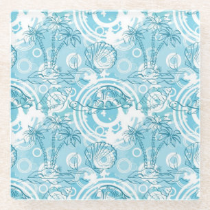 exotisches Ozeanmuster Glasuntersetzer