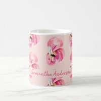 Exotisches rosa Wasserfarben-Flamingo-Muster & Nam
