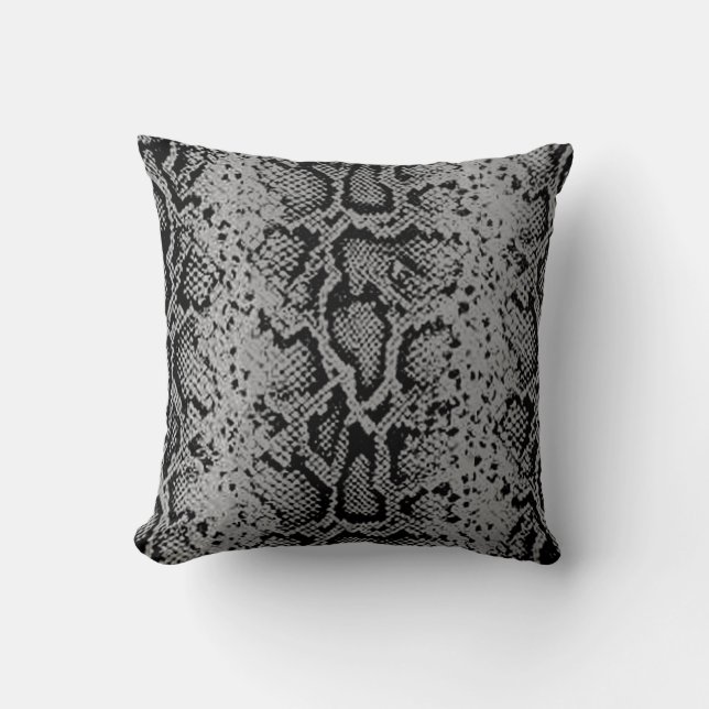 Exotisches Snakeskin-Muster | Holzkohlegrau Kissen (Vorderseite)