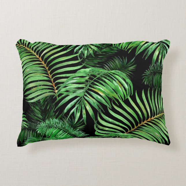 Exotisches tropisches, Aquarellpalmenmuster. Dekokissen (Vorderseite)