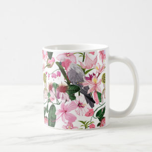 Exotisches tropisches Muster mit Papagei und Blume Kaffeetasse