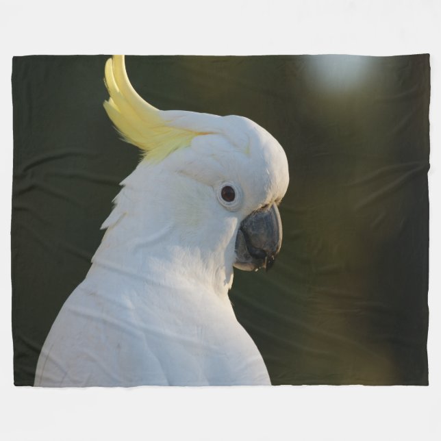 Exotisches Weißes Kakadu Fleecedecke (Vorderseite (Horizontal))