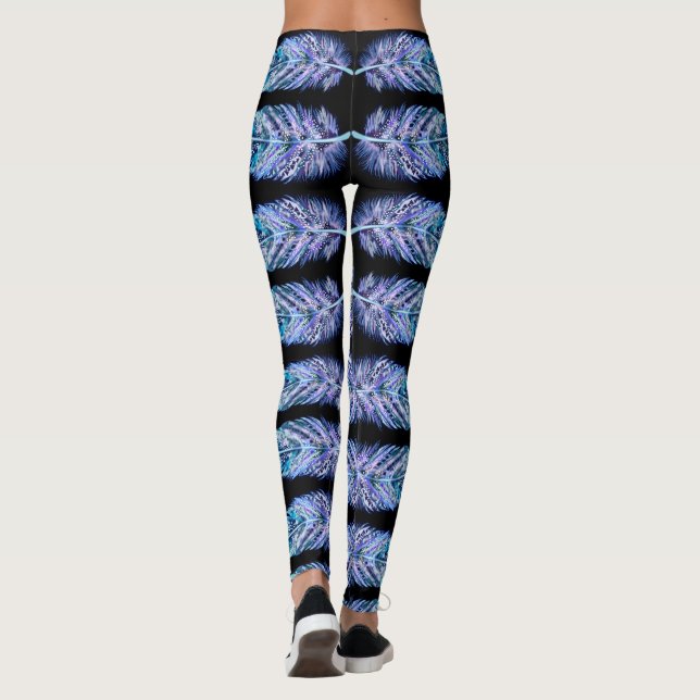 Exotix Blue Feathers Black Leggings - Farbe auswäh (Rückseite)