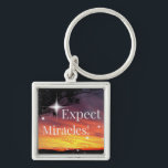 Expect Miracles Sparkle Sunset Inspirational Quote Schlüsselanhänger<br><div class="desc">Expect Miracles Sparkle Sunset Get Well Soon Inspirational Quote Silver Keyring. Designed from one of my original photos from my garden with one of my own writing quotes,  enjoy!</div>