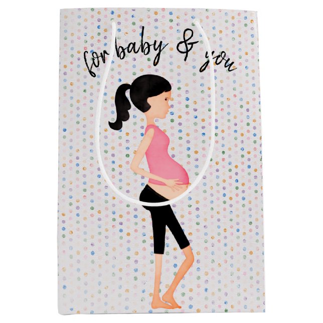Expectant Mother on Polka Dots Mittlere Geschenktüte (Vorderseite)
