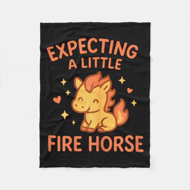 Expecting A Little Fire Horse Cute Funny Maternity Fleecedecke (Vorderseite)