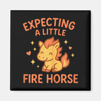 Expecting A Little Fire Horse Cute Funny Maternity Magnet