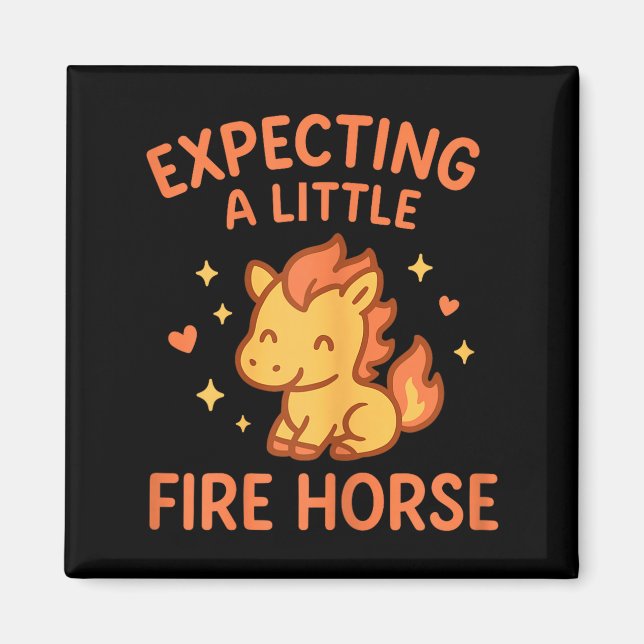 Expecting A Little Fire Horse Cute Funny Maternity Magnet (Vorne)