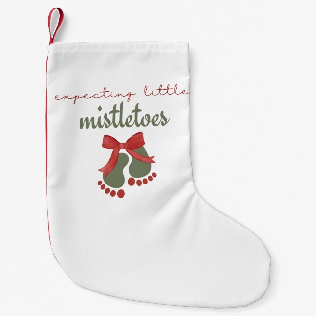 Expecting a Little Mistletoes Christmas Pregnancy Kleiner Weihnachtsstrumpf (Vorderseite)