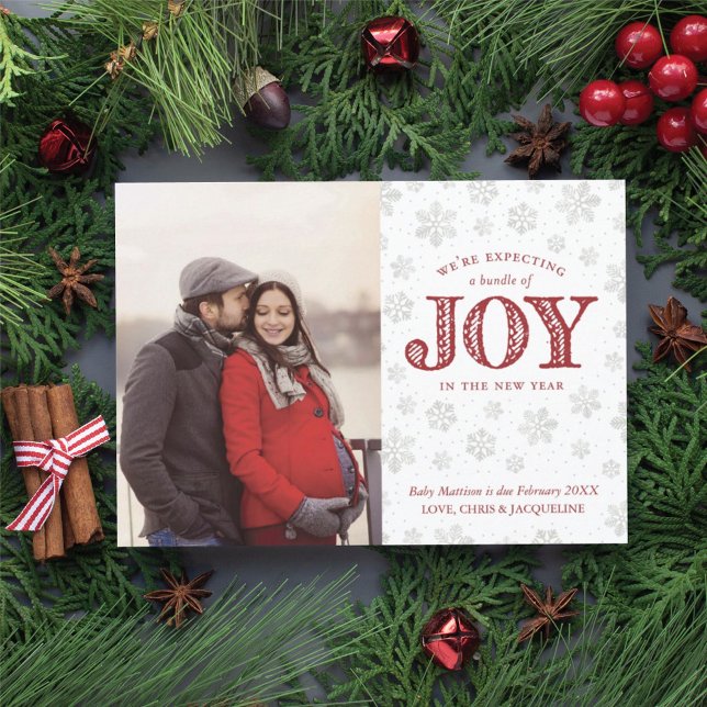 Expecting Joy Pregnancy Announcement Christmas Feiertagskarte (Von Creator hochgeladen)
