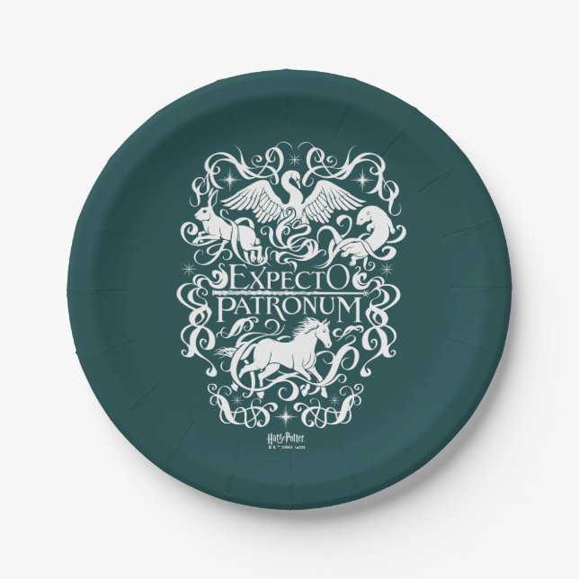 Expecto Patronum Filigree Graphic Pappteller (Vorderseite)