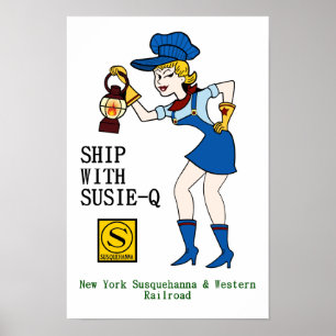 Expédition avec Susie Q, affiche ferroviaire.