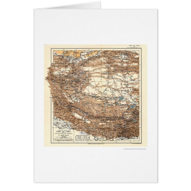 Expeditions-Karte 1909 Tibets Hedin (Vorne)