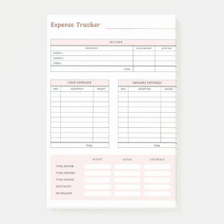 Expense Tracker Post-It Notes