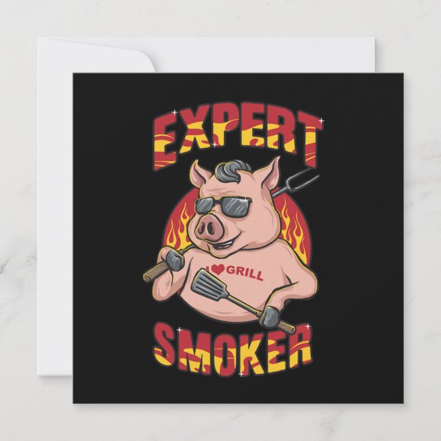 Experte Smoker Barbecue Party seine Grillzeit Einladung (Vorderseite)