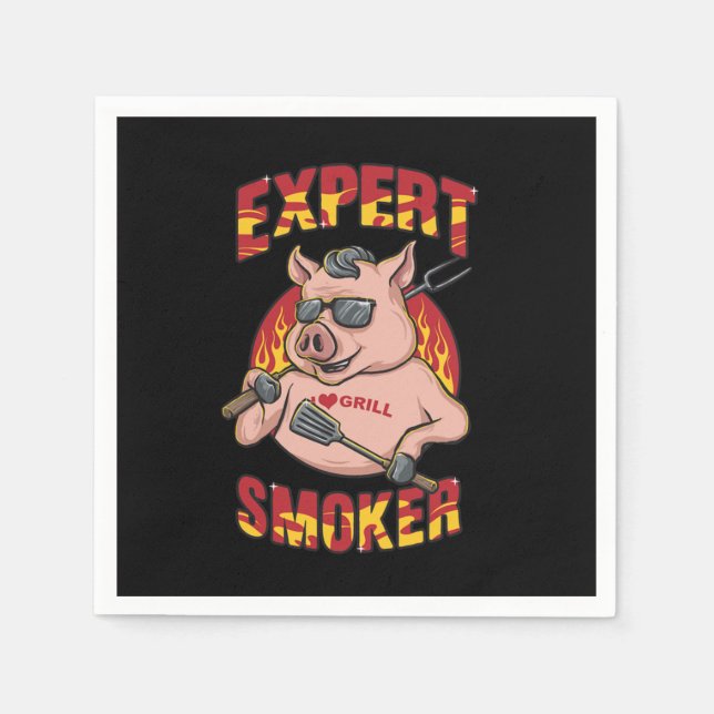 Experte Smoker Barbecue Party seine Grillzeit Serviette (Vorderseite)