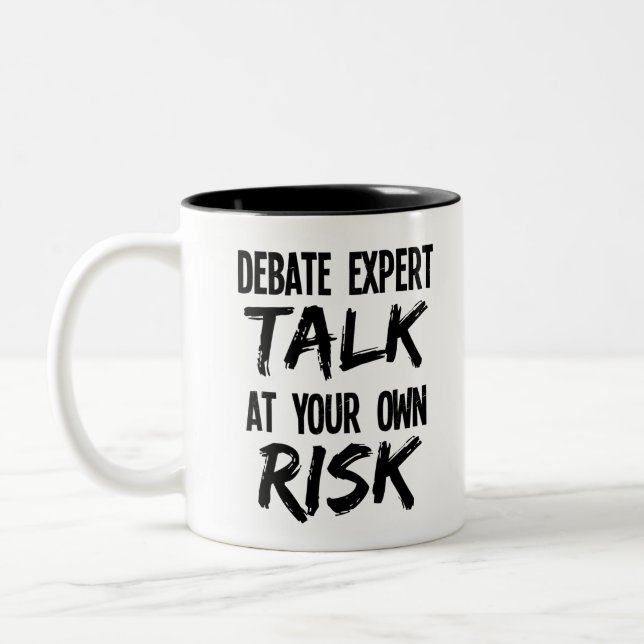 Expertengespräch auf eigene Gefahr Zweifarbige Tasse (Links)