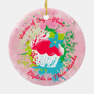 Explodierende Kuchenzuckerpflaumen Weihnachtsschmu Keramikornament