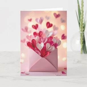 Explodierende Valentinpapierherzen Karte
