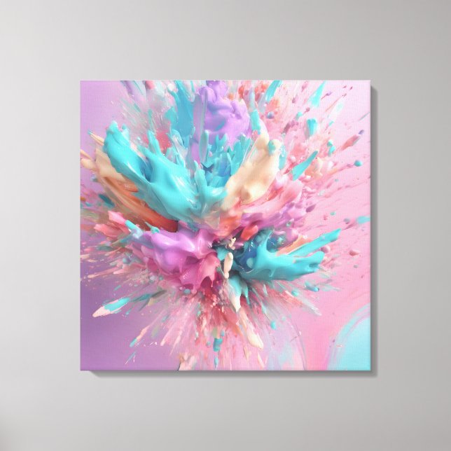 Explodierender Abstrakt rosa türkisfarbener Lilac Leinwanddruck (Vorderseite)