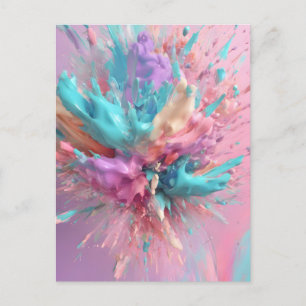 Explodierender Abstrakt rosa türkisfarbener Lilac Postkarte