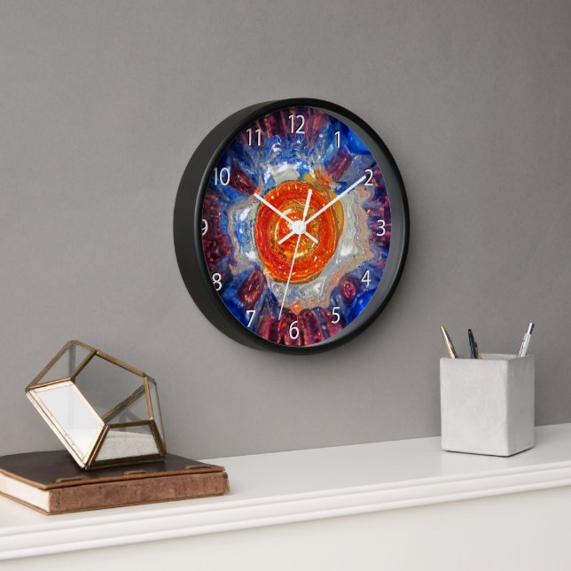 Explodierender Kosmos - Van Gogh orange Sun - Uhr (Büro)