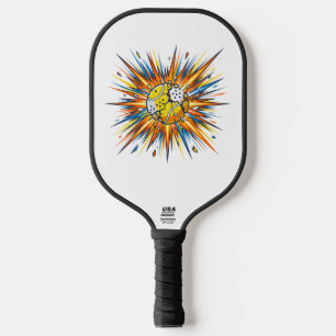 Explodierender Padel-Ball Pop-Art-Illustration Pickleball Schläger