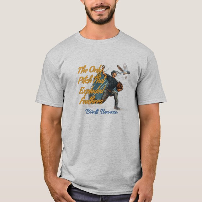 Explodierte Federn, lustiger Baseball T-Shirt (Vorderseite)