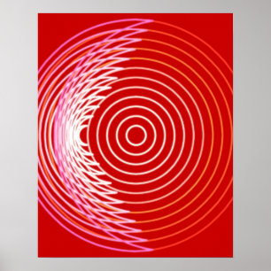 Explodierte Mondgestalt, Korallen, dunkelrot Poster