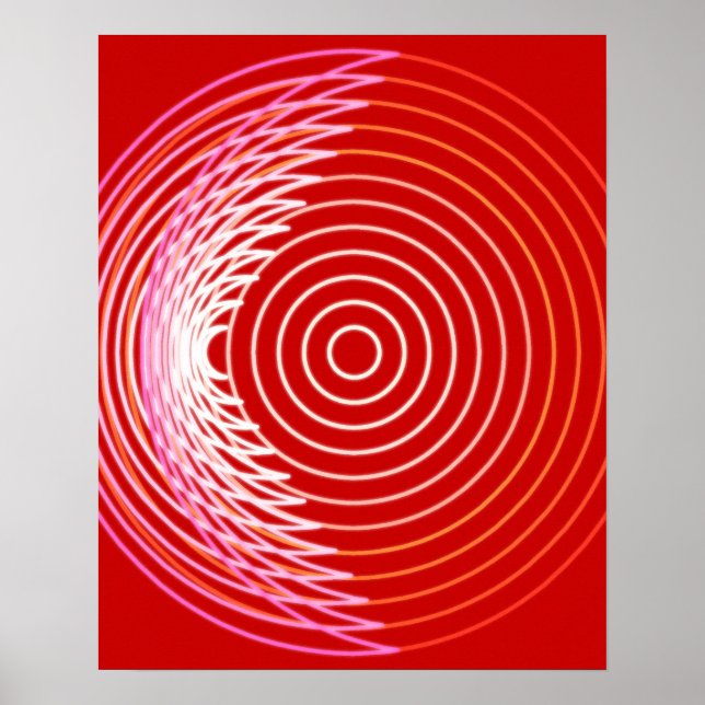 Explodierte Mondgestalt, Korallen, dunkelrot Poster (Vorne)