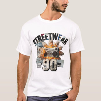 Exploding Retro Boombox 90s Streetwear Collage Art T-Shirt