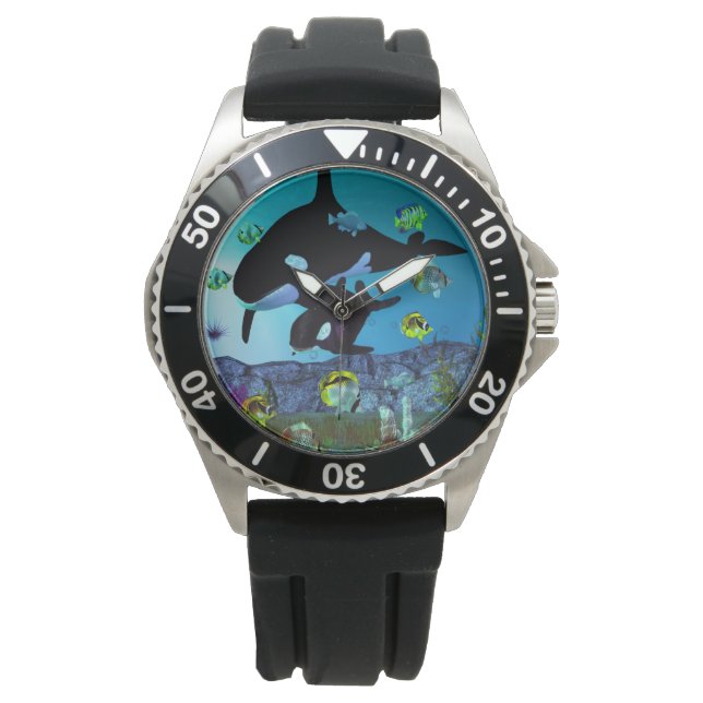 Exploration 3D Aquarium ORCA Armbanduhr (Vorderseite)