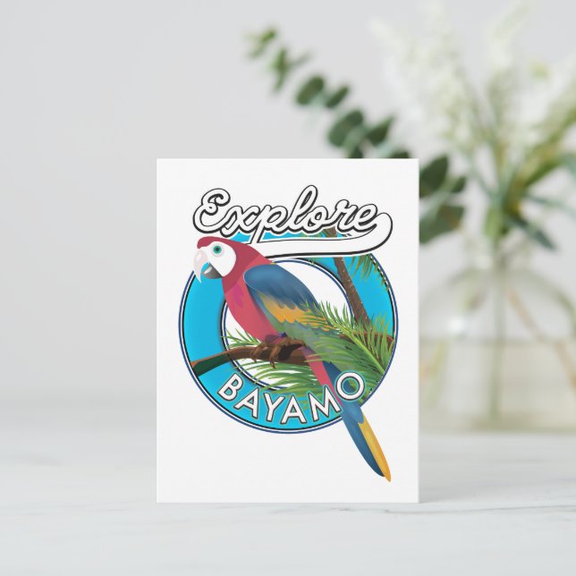 Explore Hawaii Retro Logo Postkarte (Stehend Vorderseite)