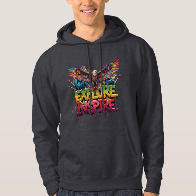 Explore Inspire Butterfly Hoodie – Lebendig & Erhe (Vorderseite)