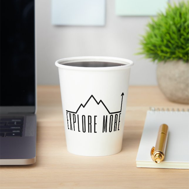 Explore More Minimalist Mountain Paper Cups 9oz Pappbecher (InSitu)