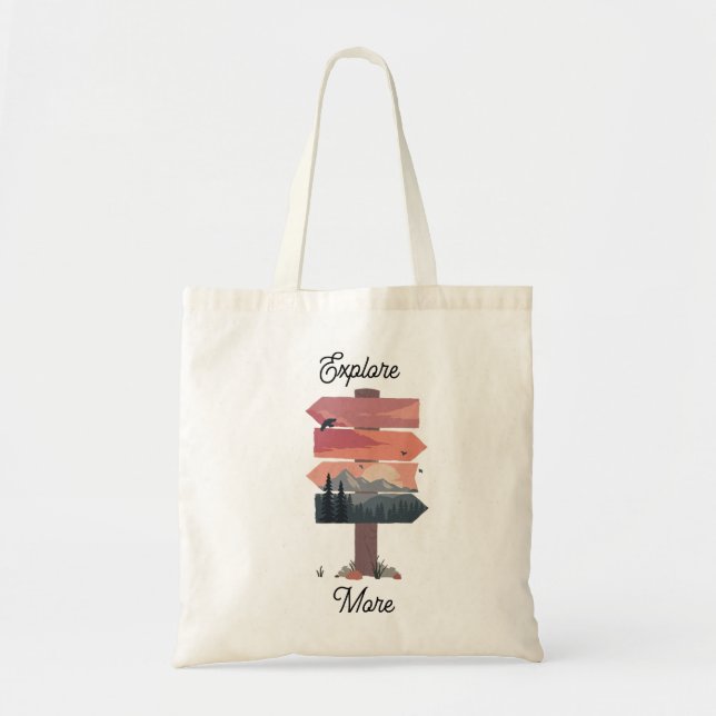 Explore More Wilderness Directional Sign Tote Bag (Devant)