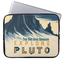 Explore Pluto Vintage Travel Poster - Retro Space Laptopschutzhülle