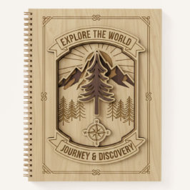 Explore the World Journey & Discovery Wood Carved Notizbuch
