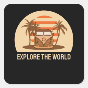 Explore The World Quadratischer Aufkleber