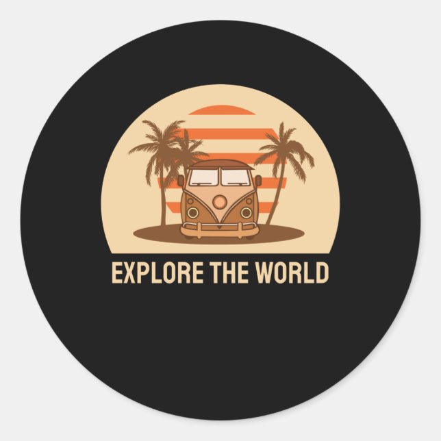 Explore The World Runder Aufkleber (Vorderseite)