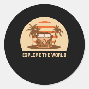 Explore The World Runder Aufkleber