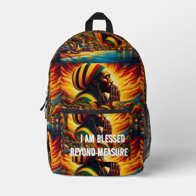 Explore with Confidence: I Am Blessed Stylish Back Bedruckter Rucksack (Vorderseite)