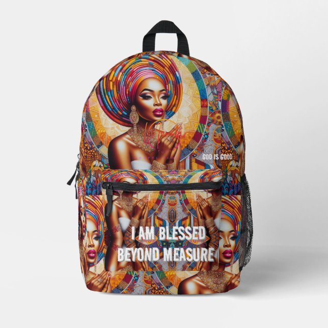 Explore with Confidence: I Am Blessed Stylish Back Bedruckter Rucksack (Vorderseite)