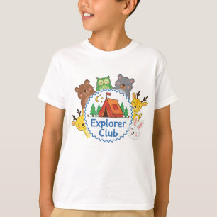 Explorer Club Kinder Camping Tier Kunst T-Shirt