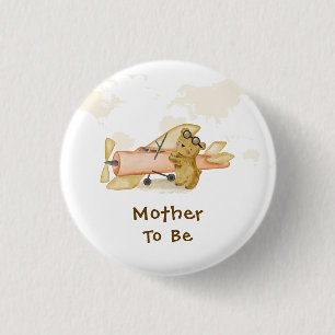 Explorer Karte Flugzeug Mutter werdende Babyparty Button