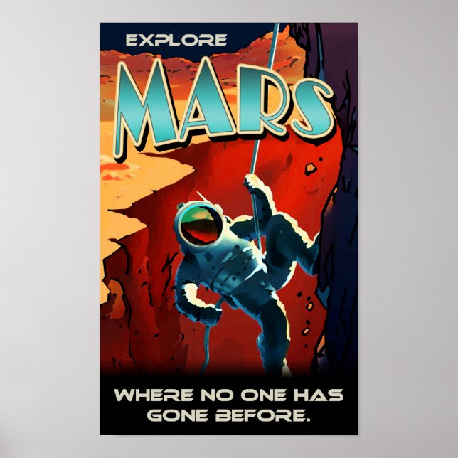 Explorer Mars - Custom NASA Retro Travel Poster (Devant)
